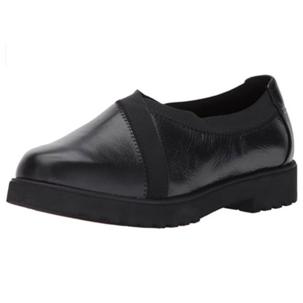 NEW Clarks Women Bellevue Cedar Platform Leather Elastic Trim Border Loafer Clog